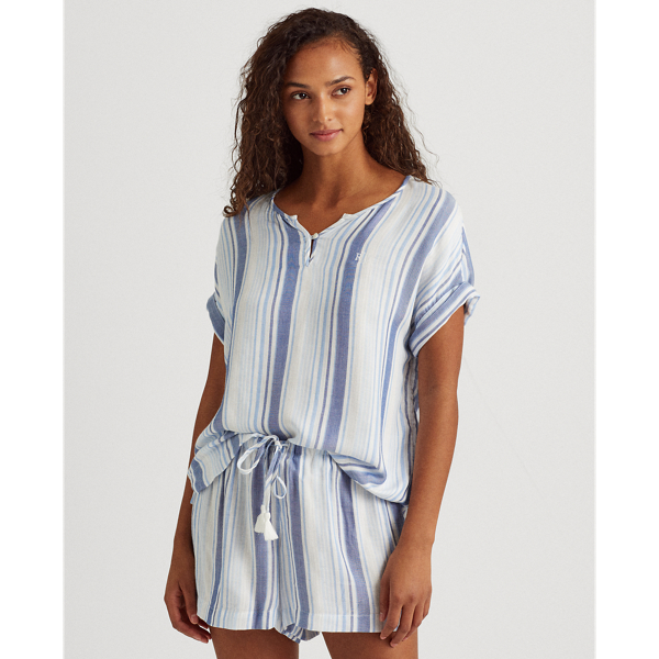 Blue Stripe Striped Boxer Pyjama Set Lauren 3
