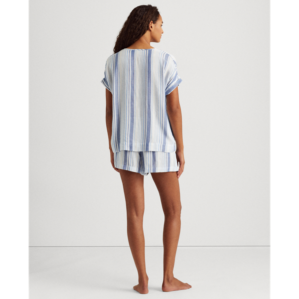 Blue Stripe Striped Boxer Pyjama Set Lauren 4