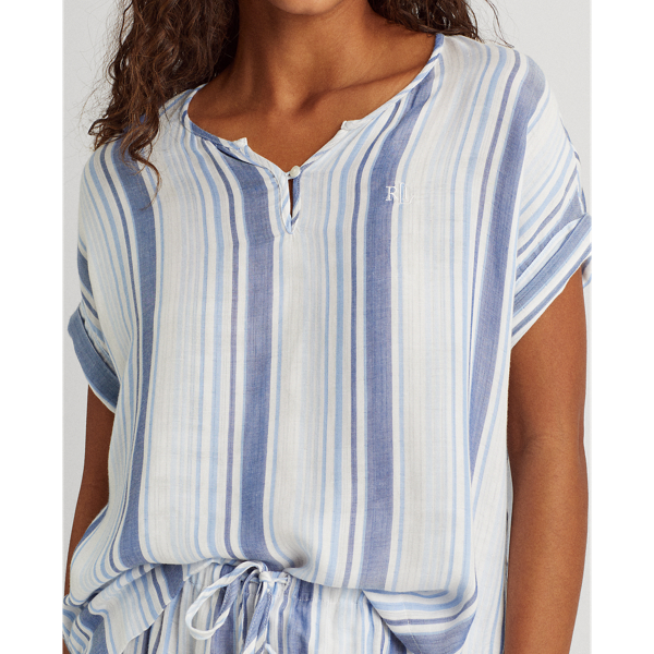 Blue Stripe Striped Boxer Pyjama Set Lauren 5
