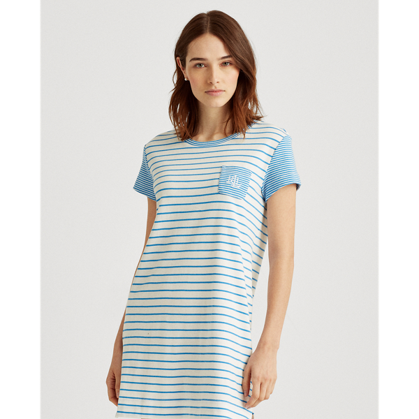 Blue Stripe Mixed-Stripe Short-Sleeve Sleep T-Shirt Lauren 3