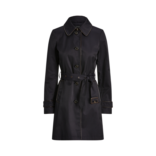Trenchcoat met imitatieleren afwerking Lauren in 1