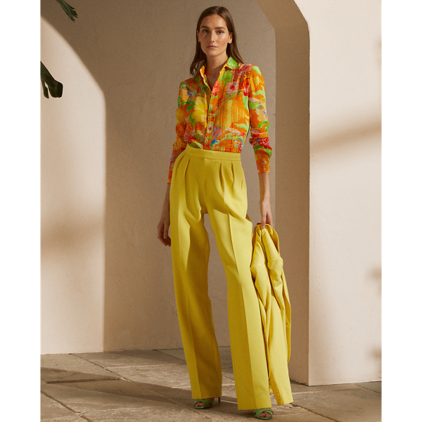 Orange Multi Hailey Floral Silk Shirt Ralph Lauren Collection 4
