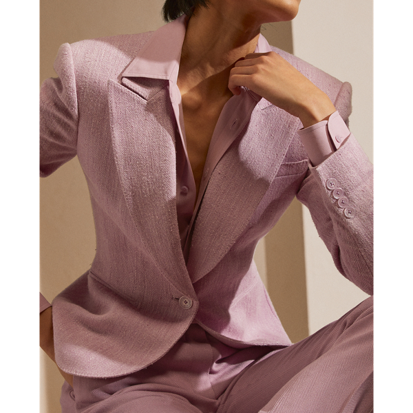 Hyacinth Alysha Silk-Linen Herringbone Jacket Ralph Lauren Collection 6