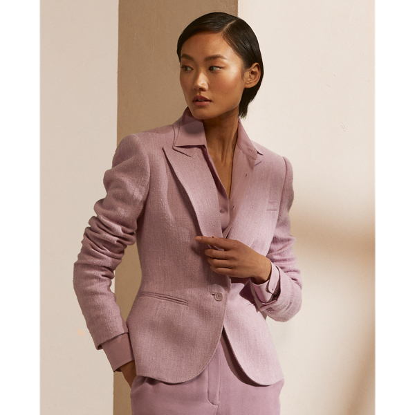 Hyacinth Alysha Silk-Linen Herringbone Jacket Ralph Lauren Collection 7