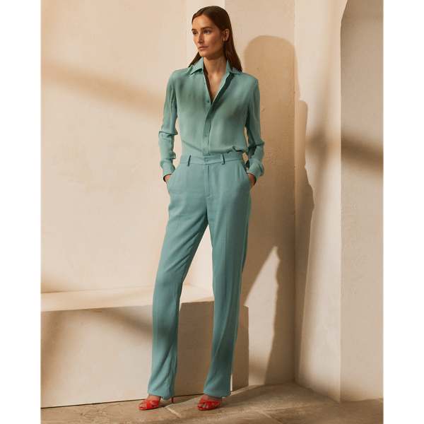 Hemd Harrison aus Seiden-Cr&ecirc;pe de Chine Ralph Lauren Collection in Blaugr&uuml;n 4