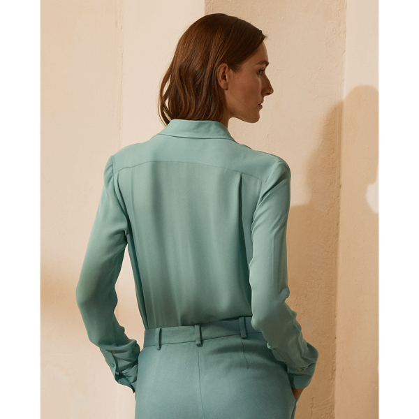Hemd Harrison aus Seiden-Cr&ecirc;pe de Chine Ralph Lauren Collection in Blaugr&uuml;n 5