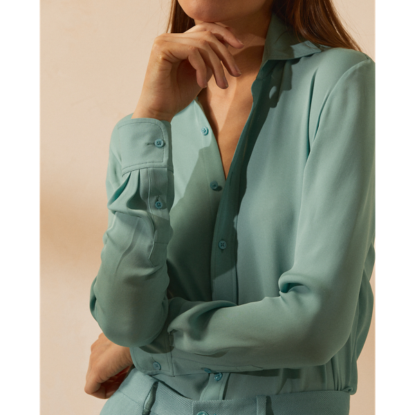 Hemd Harrison aus Seiden-Cr&ecirc;pe de Chine Ralph Lauren Collection in Blaugr&uuml;n 6