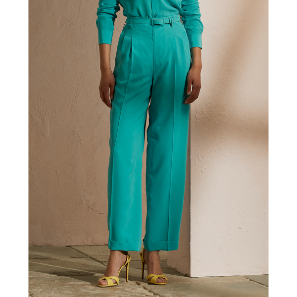 Pantaloni Darcy in cr&ecirc;pe e raso Ralph Lauren Collection in Ottanio 3