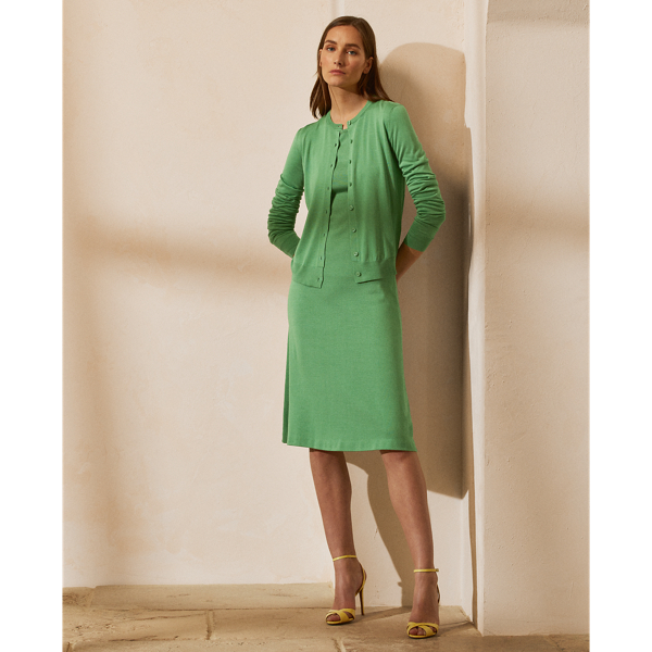 Gebreid zijden vest Ralph Lauren Collection in Celadon 4