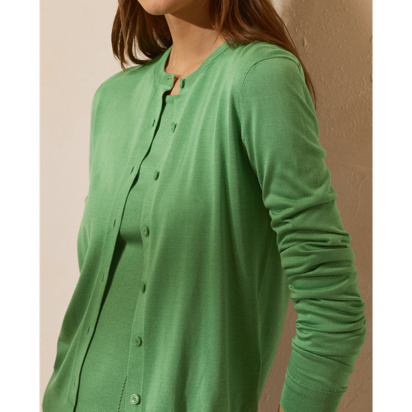 Gebreid zijden vest Ralph Lauren Collection in Celadon 6