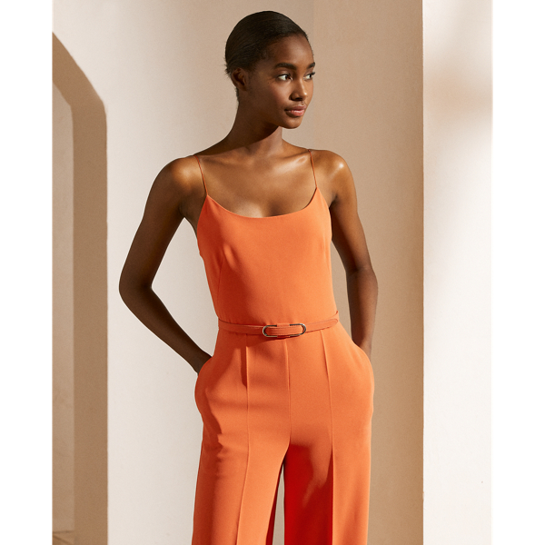 Combinaison Calan en cady de cr&ecirc;pe Ralph Lauren Collection en Orange vif 4