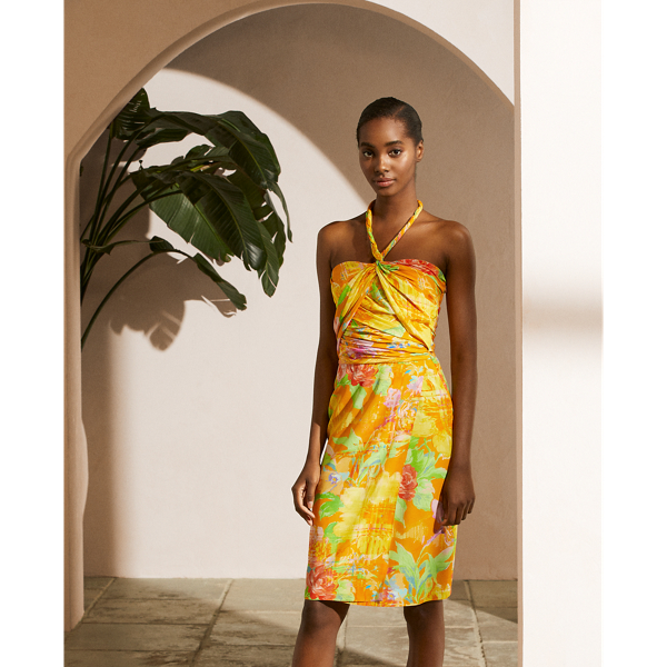 Orange Multi Rosamund Floral Silk Cocktail Dress Ralph Lauren Collection 4
