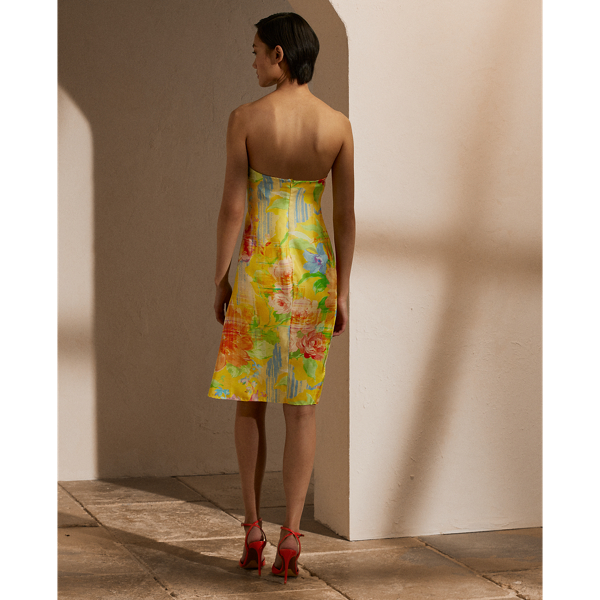 Vestido de cocktail seda floral Jaylin Ralph Lauren Collection em Amarelo multicor 5