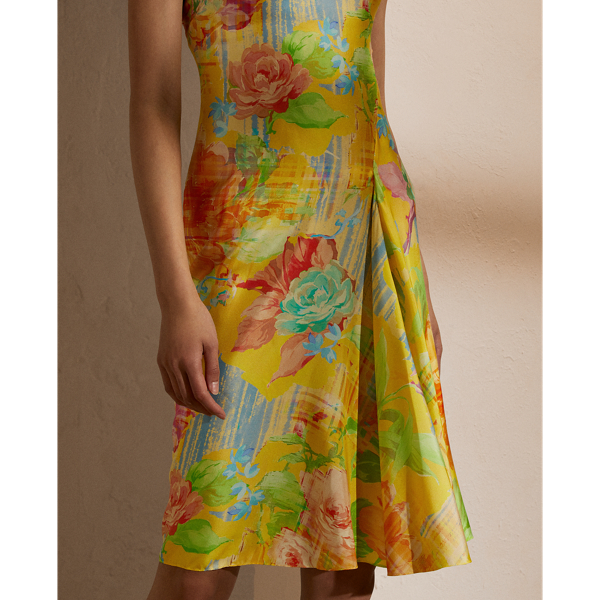 Vestido de cocktail seda floral Jaylin Ralph Lauren Collection em Amarelo multicor 6