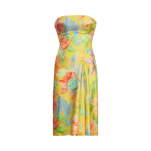 Vestido de cocktail seda floral Jaylin Ralph Lauren Collection em Amarelo multicor 2