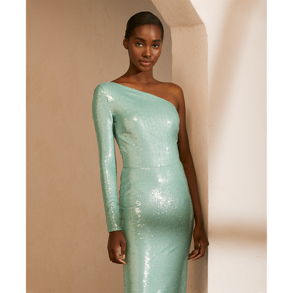 Vestido de cocktail com enfeites Raelynn Ralph Lauren Collection em Azul-claro 3