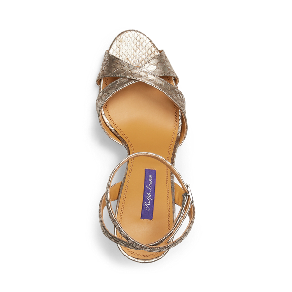 Warm Silver Kandice Metallic Snakeskin Sandal Ralph Lauren Collection 4