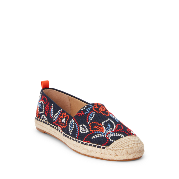 Lauren Navy Multi/Nautcl Cameryn Embroidered Canvas Espadrille Lauren 2