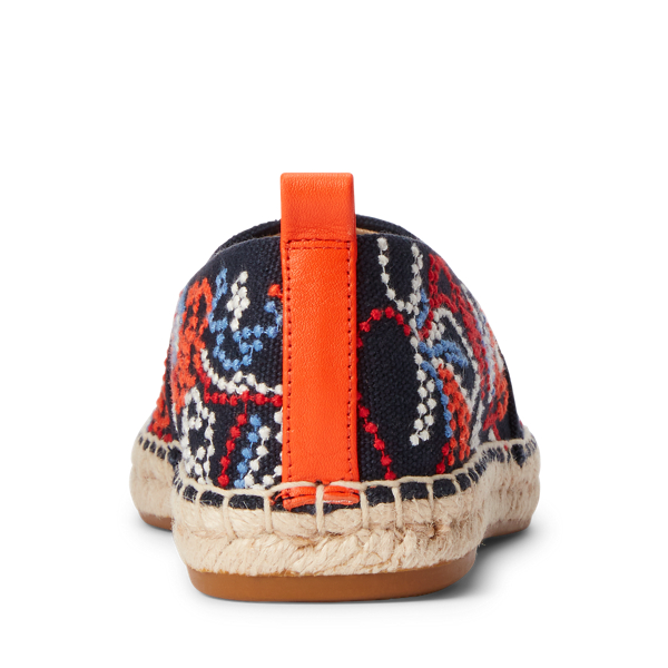 Lauren Navy Multi/Nautcl Cameryn Embroidered Canvas Espadrille Lauren 3