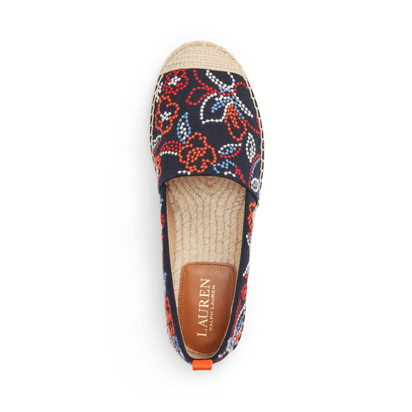 Lauren Navy Multi/Nautcl Cameryn Embroidered Canvas Espadrille Lauren 4