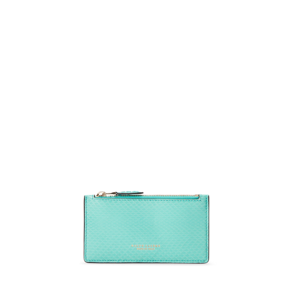 Seafoam Ayers Snakeskin Zip Card Case Ralph Lauren Collection 1