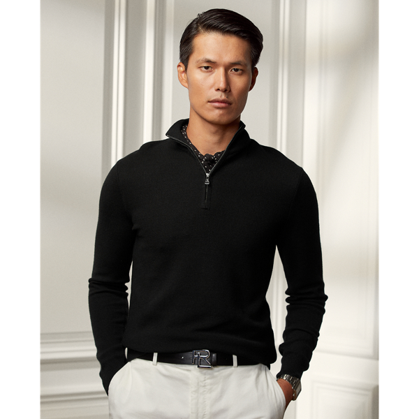 Wool Piqué Quarter-Zip Sweater