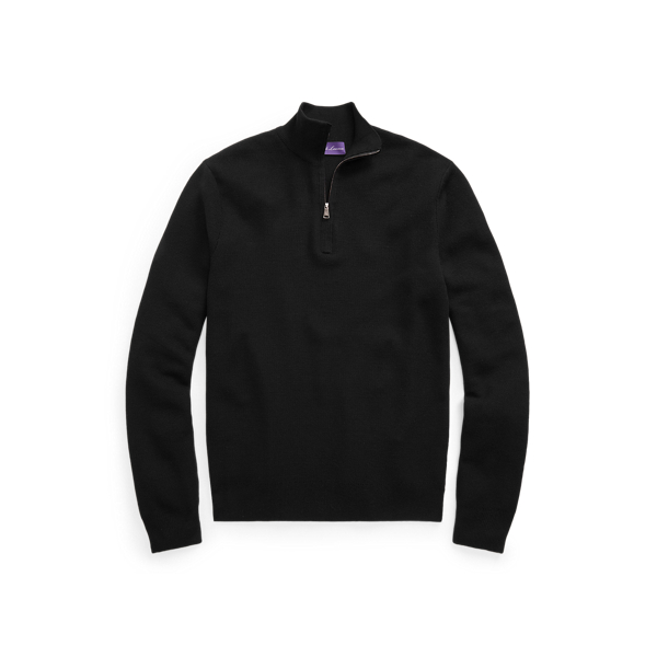Wool Piqu&eacute; Quarter-Zip Jumper Purple Label 1