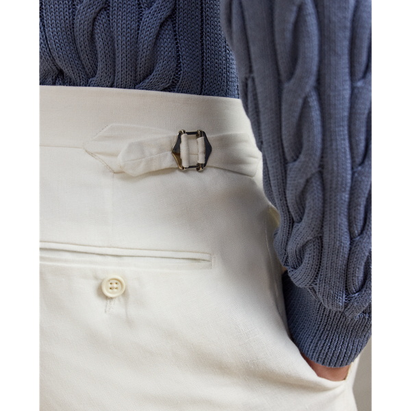 Handgeschneiderte Leinenhose Gregory Purple Label in Optik-Wei&szlig; 6