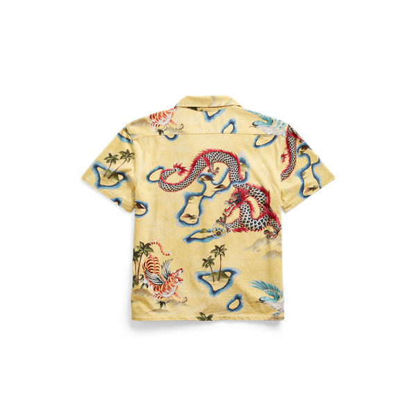 Yellow/Multi Dragon-Print Jersey Camp Shirt RRL 2