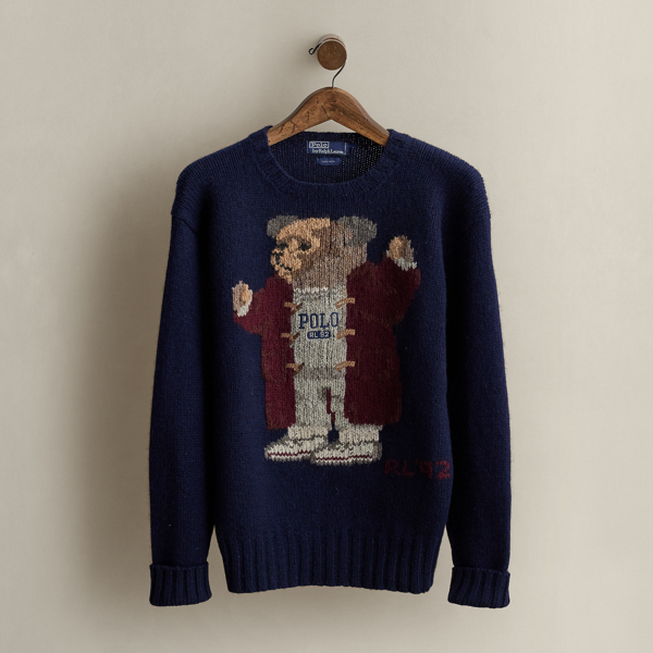 Multi 1992 Polo Bear Sweater - Size L Ralph Lauren Vintage 1