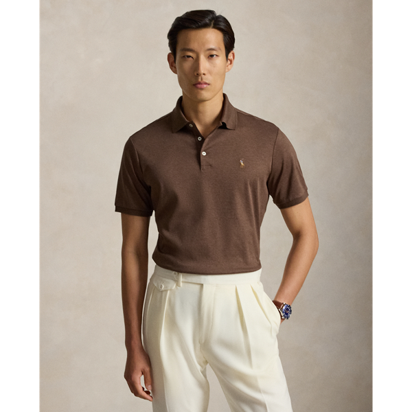 Nutmeg Brown Heather Classic Fit Soft Cotton Polo Shirt Polo Ralph Lauren 1