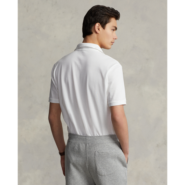 White Custom Slim Fit Stretch Mesh Polo Shirt Polo Ralph Lauren 5