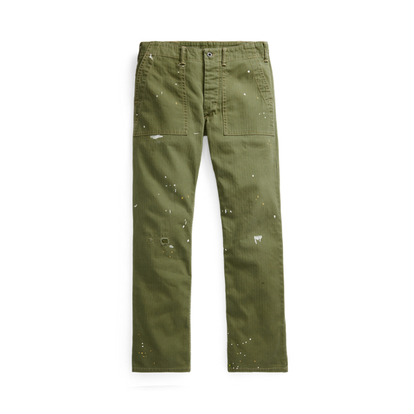 Olive Mountain Classic Fit Distressed Herringbone Pant Polo Ralph Lauren 2