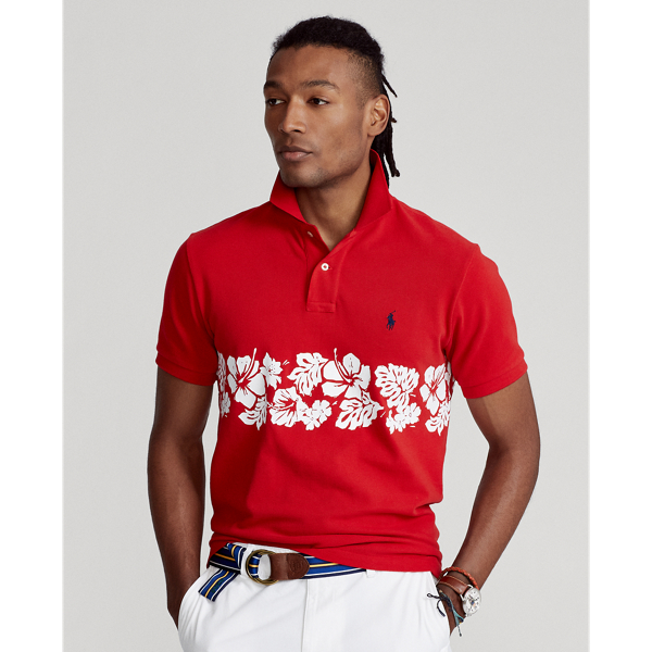 RL 2000 Red Custom Slim Fit Floral Mesh Polo Shirt Polo Ralph Lauren 1