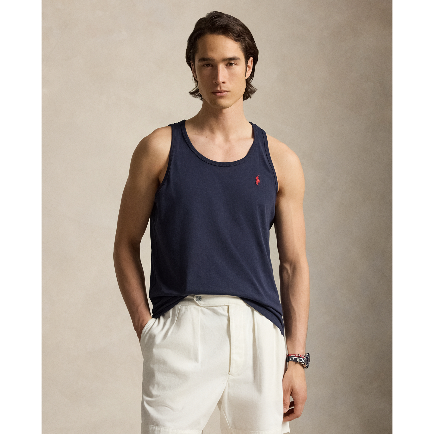 Мужской топ Ralph Lauren Washed Jersey, цвет: Чернильный — фото 4