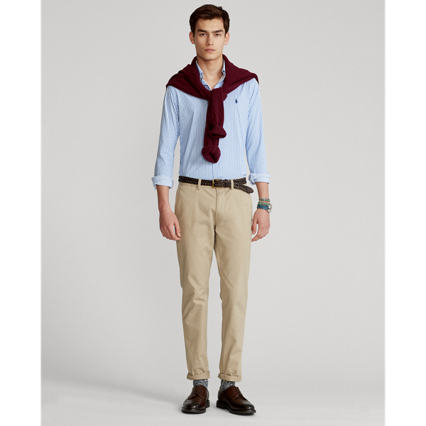 Bay Blue/White Classic Fit Striped Performance Shirt Polo Ralph Lauren 3