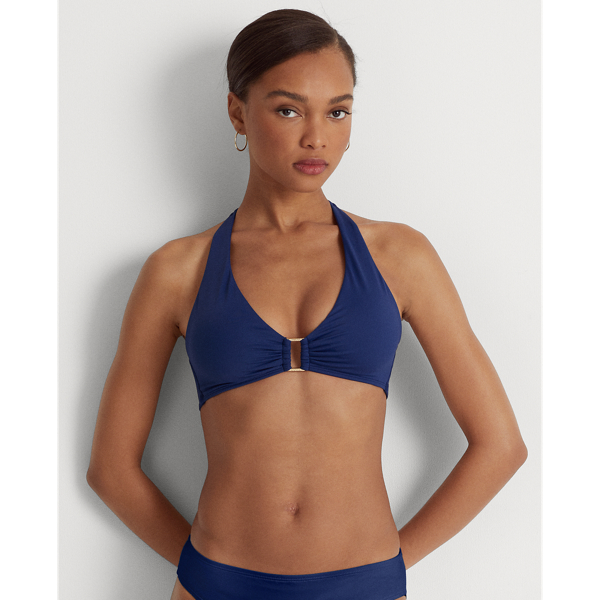 Ring-Front Halter Bikini Top