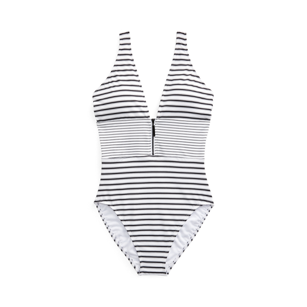 Black/White Striped V-Neck One-Piece Lauren 2