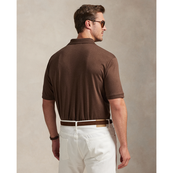 Nutmeg Brown Heather Soft Cotton Polo Shirt Big & Tall 5