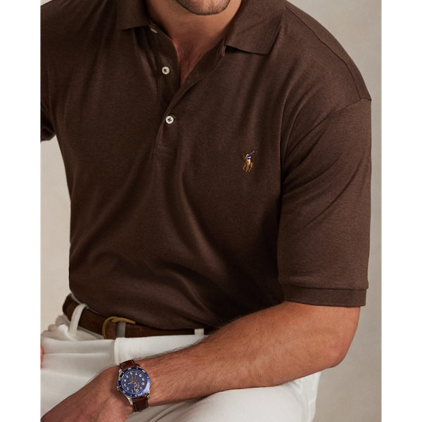 Nutmeg Brown Heather Soft Cotton Polo Shirt Big & Tall 6