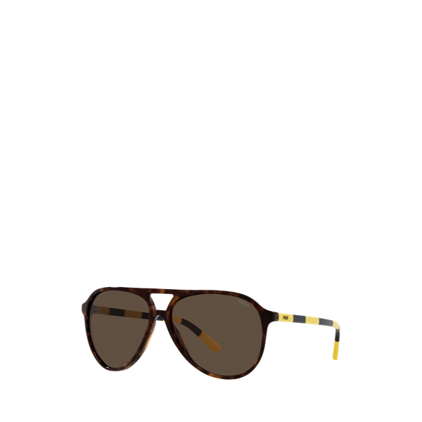 Tortoiseshell &amp; Striped Pilot Sunglasses