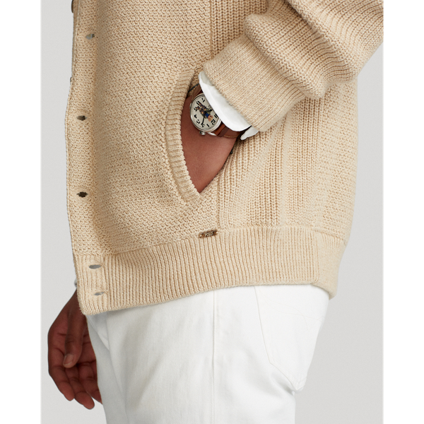 Oatmeal Heather Textured Cotton Cardigan Polo Ralph Lauren 6