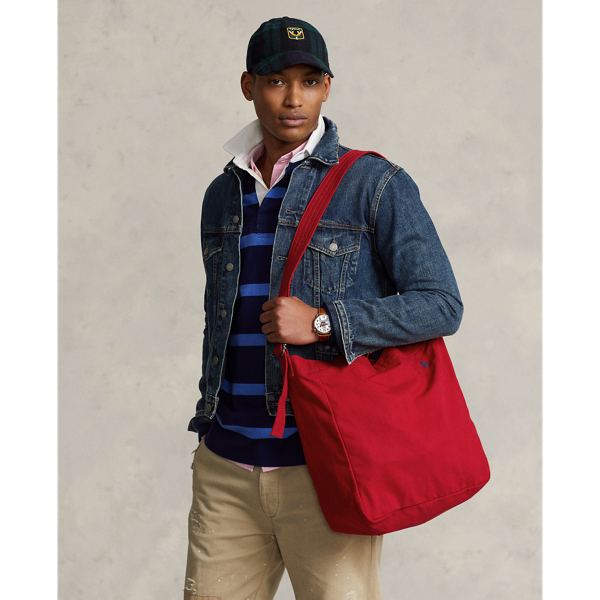 RL Red Canvas Shopper Tote Polo Ralph Lauren 7