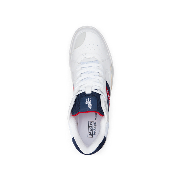 Baskets Court Mid Pro Polo Ralph Lauren en White/Newport Navy/ Red 4