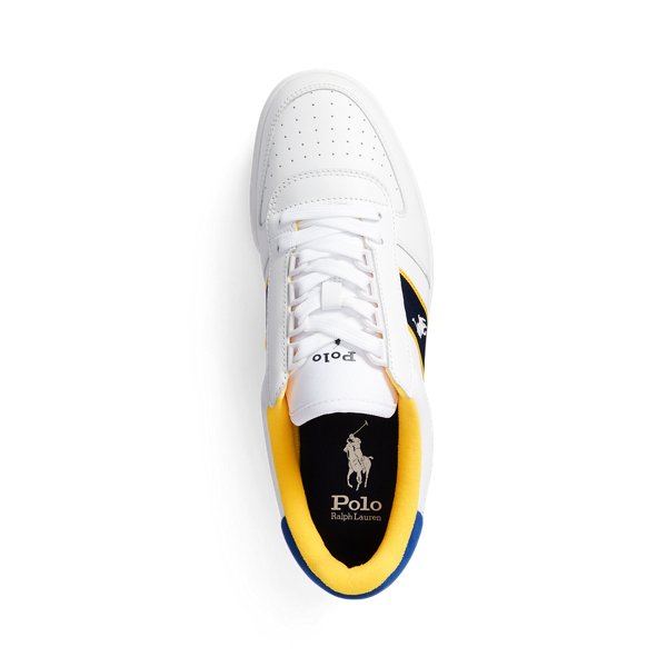 Hof met kleurblokken sneaker Polo Ralph Lauren in White/Navy/Yellow 4