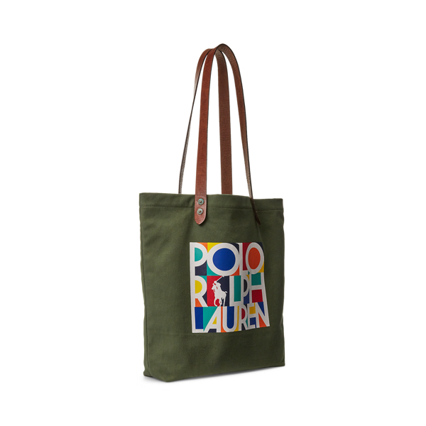 Olive Logo Twill Shopper Tote Polo Ralph Lauren 3