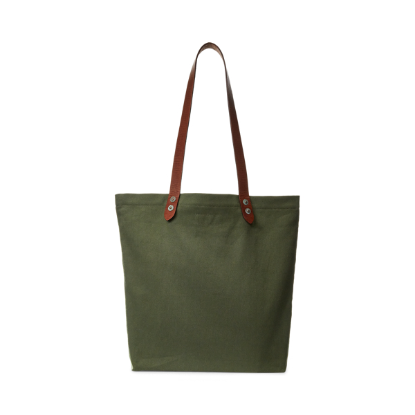 Olive Logo Twill Shopper Tote Polo Ralph Lauren 5