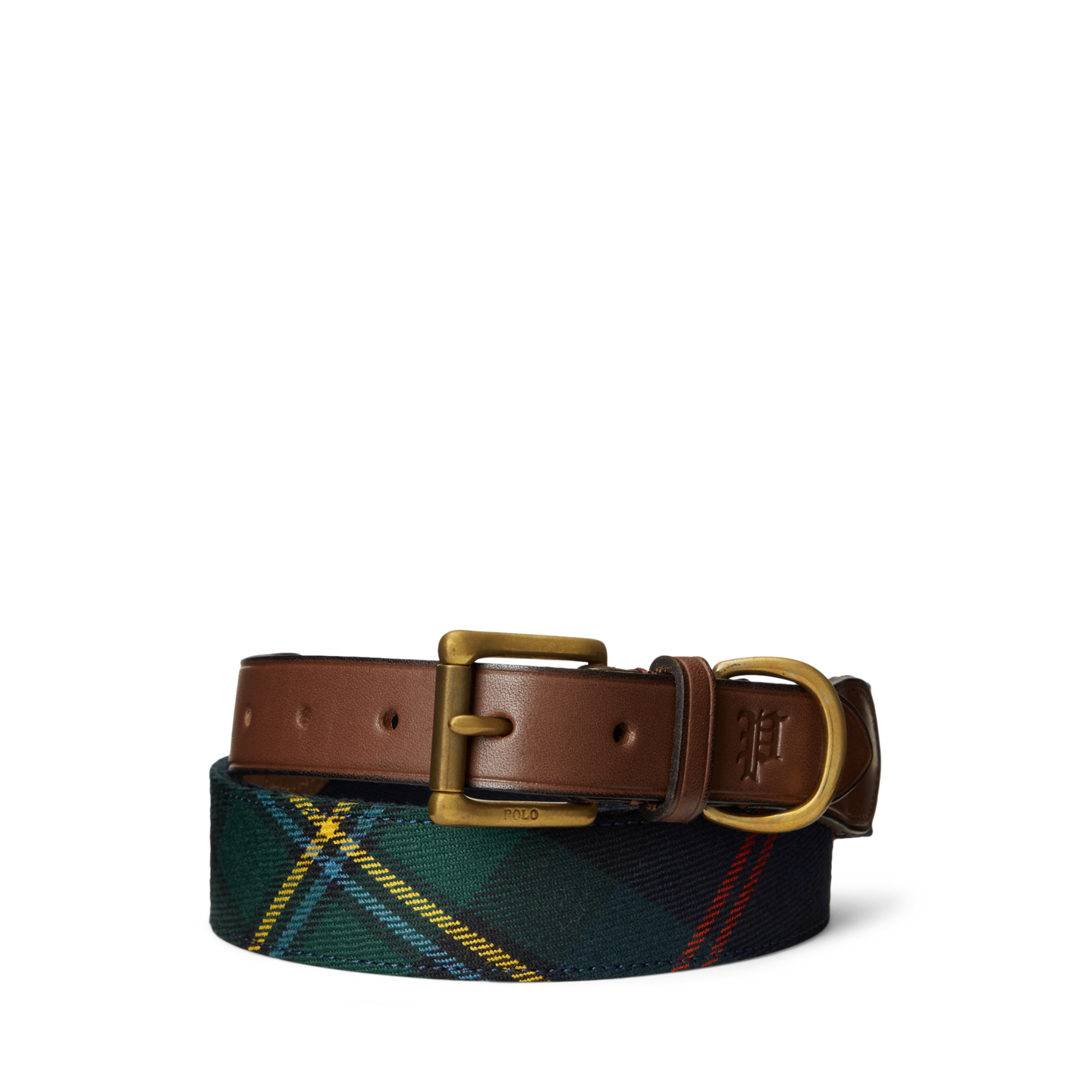 Мужской ремень Ralph Lauren Leather-Trim Plaid, цвет: Варёный — фото 2