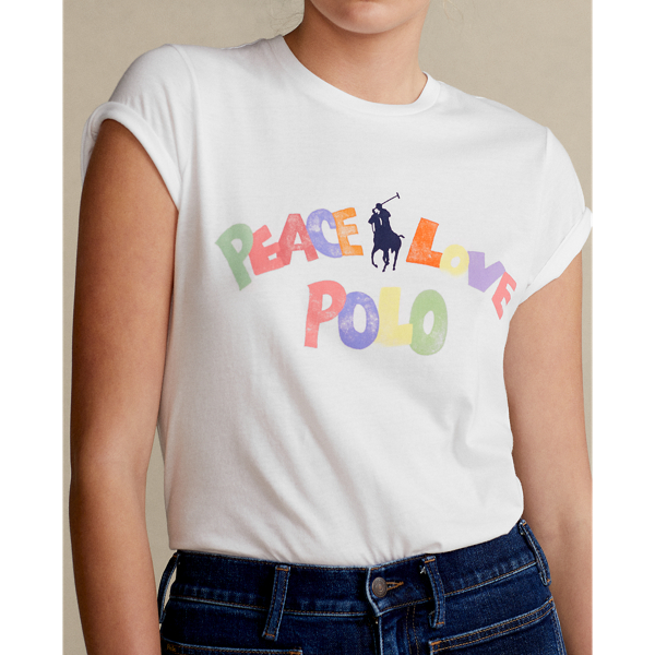 White Peace Love Polo Tee Polo Ralph Lauren 6