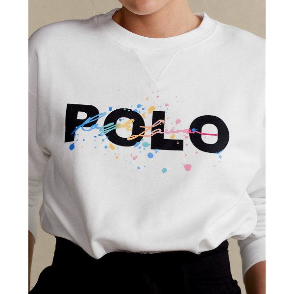 White Logo Graphic Fleece Sweatshirt Polo Ralph Lauren 6